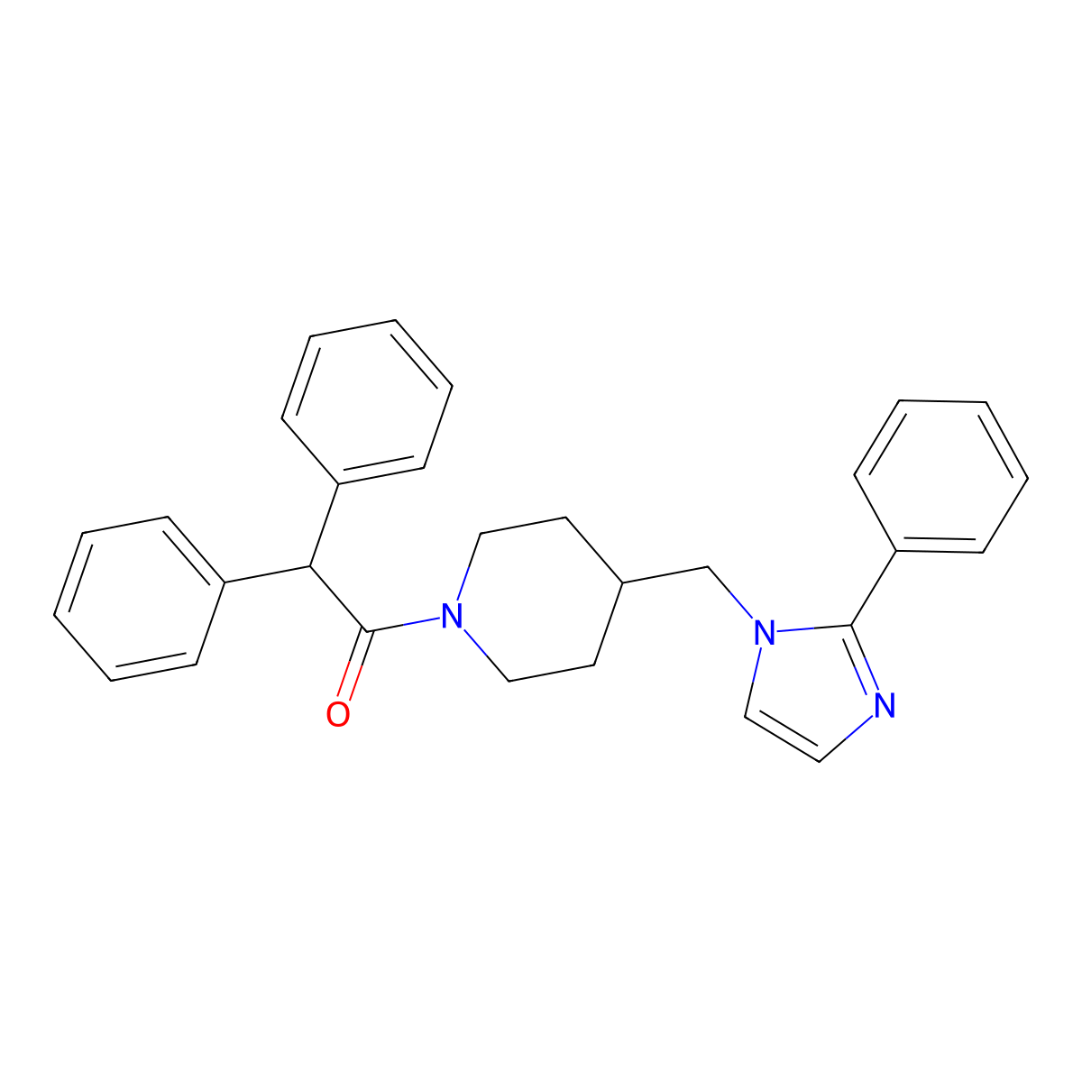 2,2-diphenyl-1-(4-((2-phenyl-1H-imidazol-1-yl)methyl)piperidin-1-yl)ethanone molecular structure, CAS 1351655-26-9