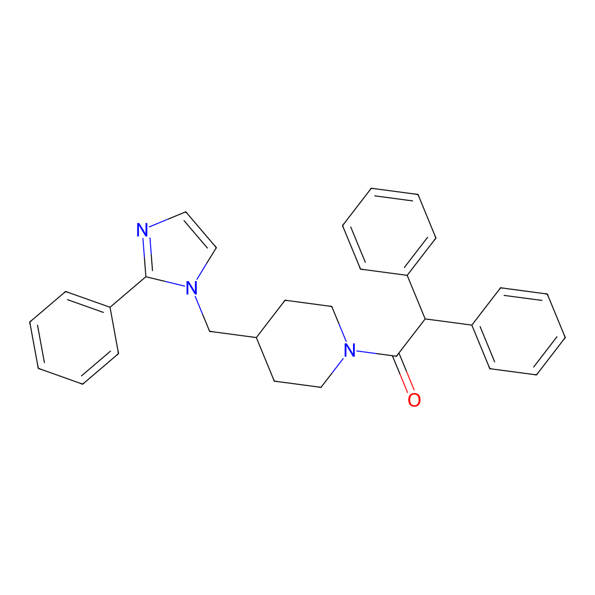 2,2-diphenyl-1-(4-((2-phenyl-1H-imidazol-1-yl)methyl)piperidin-1-yl)ethanone molecular structure, CAS 1351655-26-9