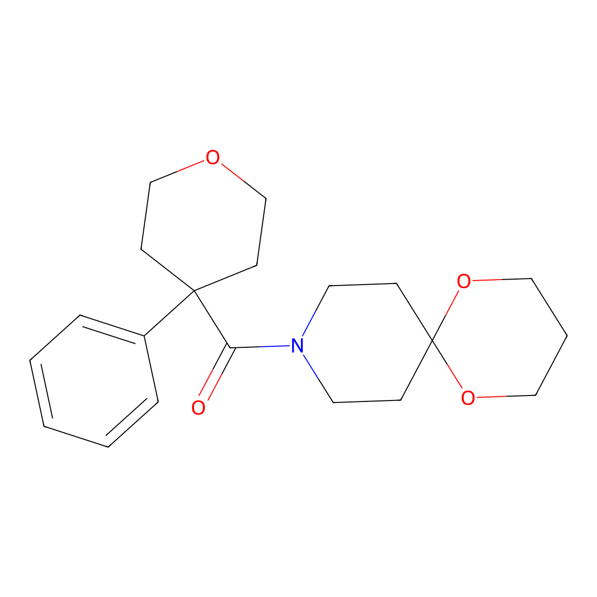 (4-phenyltetrahydro-2H-pyran-4-yl)(1,5-dioxa-9-azaspiro[5.5]undecan-9-yl)methanone molecular structure, CAS 1351655-37-2