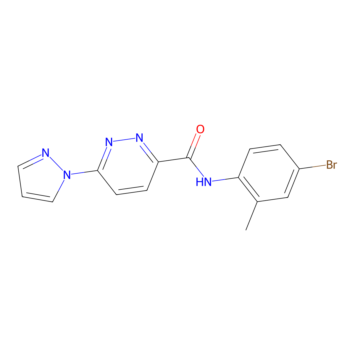 N-(4-bromo-2-methylphenyl)-6-(1H-pyrazol-1-yl)pyridazine-3-carboxamide molecular structure, CAS 1351655-42-9