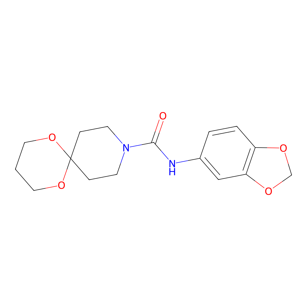 N-(benzo[d][1,3]dioxol-5-yl)-1,5-dioxa-9-azaspiro[5.5]undecane-9-carboxamide molecular structure, CAS 1351655-49-6