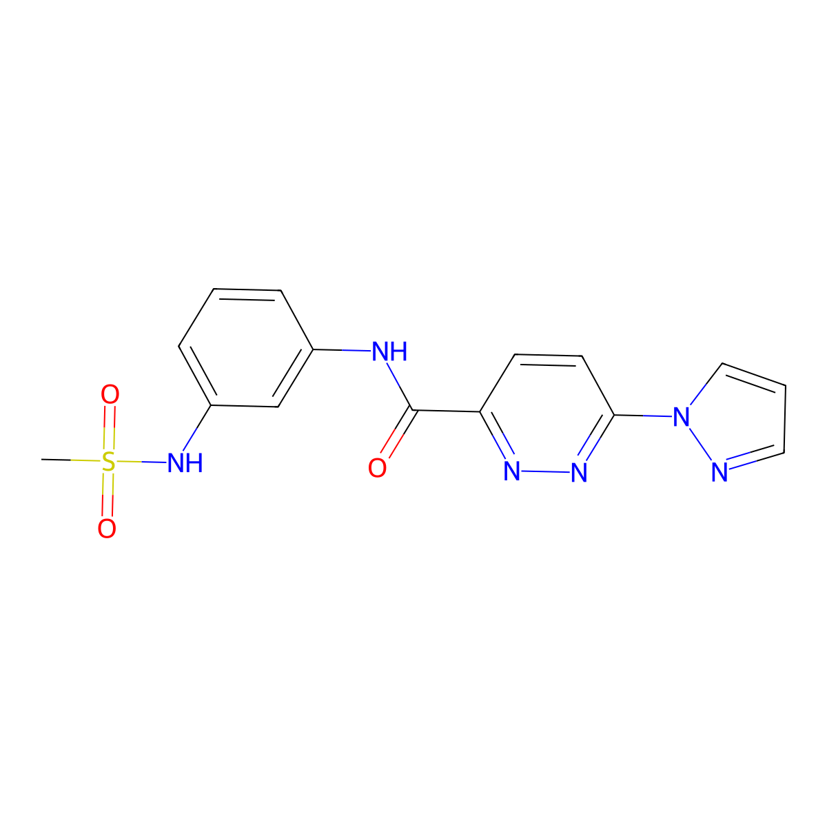 N-(3-methanesulfonamidophenyl)-6-(1H-pyrazol-1-yl)pyridazine-3-carboxamide molecular structure, CAS 1351655-60-1