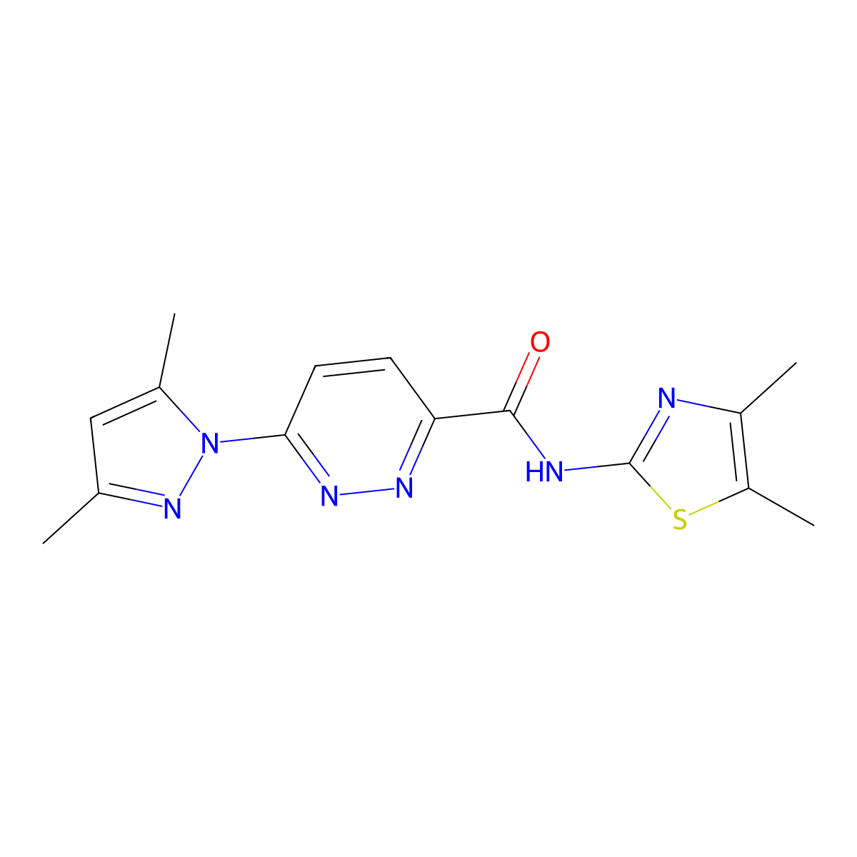 6-(3,5-dimethyl-1H-pyrazol-1-yl)-N-(4,5-dimethylthiazol-2-yl)pyridazine-3-carboxamide molecular structure, CAS 1351657-77-6