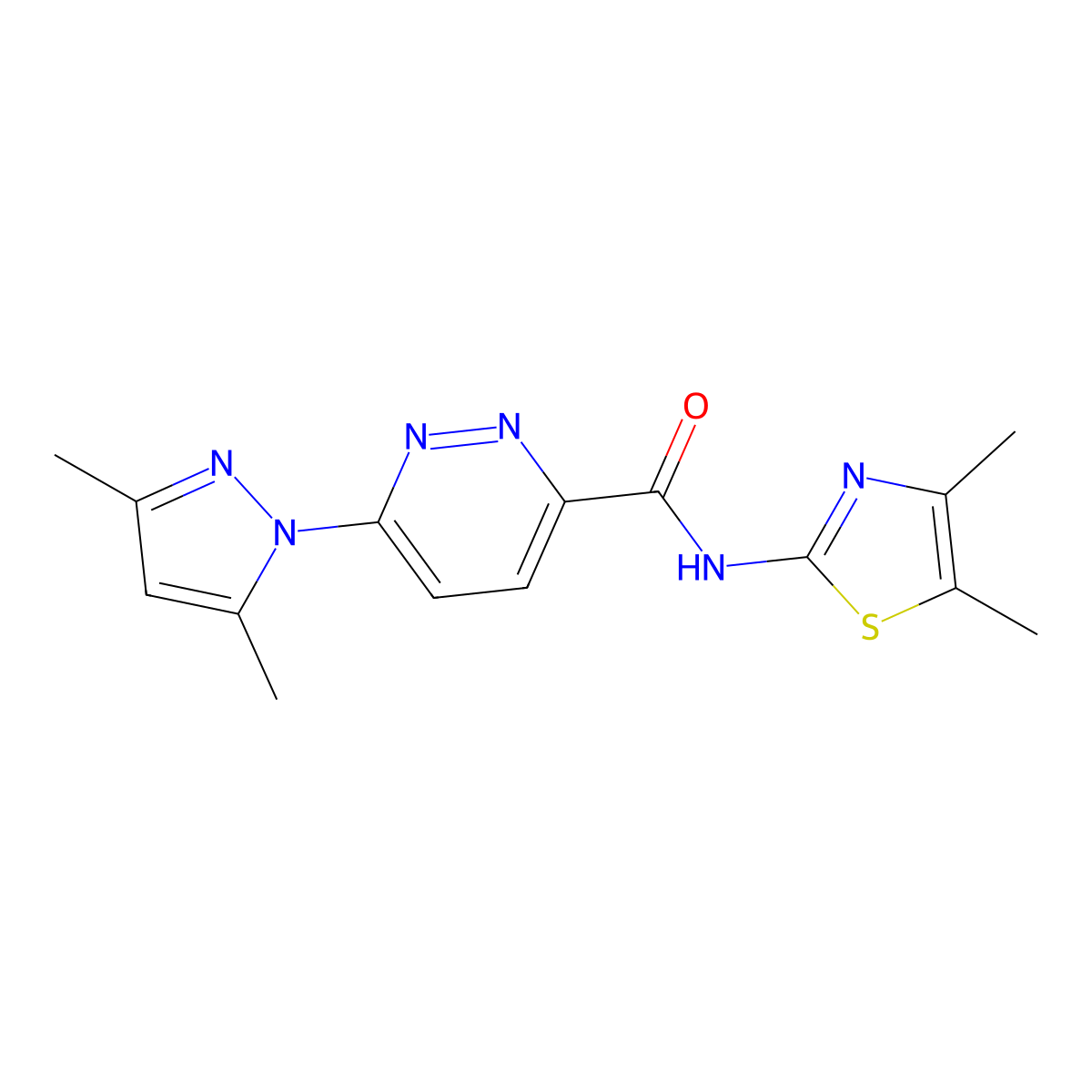 6-(3,5-dimethyl-1H-pyrazol-1-yl)-N-(4,5-dimethylthiazol-2-yl)pyridazine-3-carboxamide molecular structure, CAS 1351657-77-6