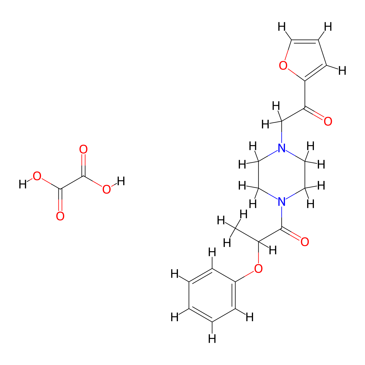 1-(4-(2-(Furan-2-yl)-2-oxoethyl)piperazin-1-yl)-2-phenoxypropan-1-one oxalate molecular structure, CAS 1351657-88-9