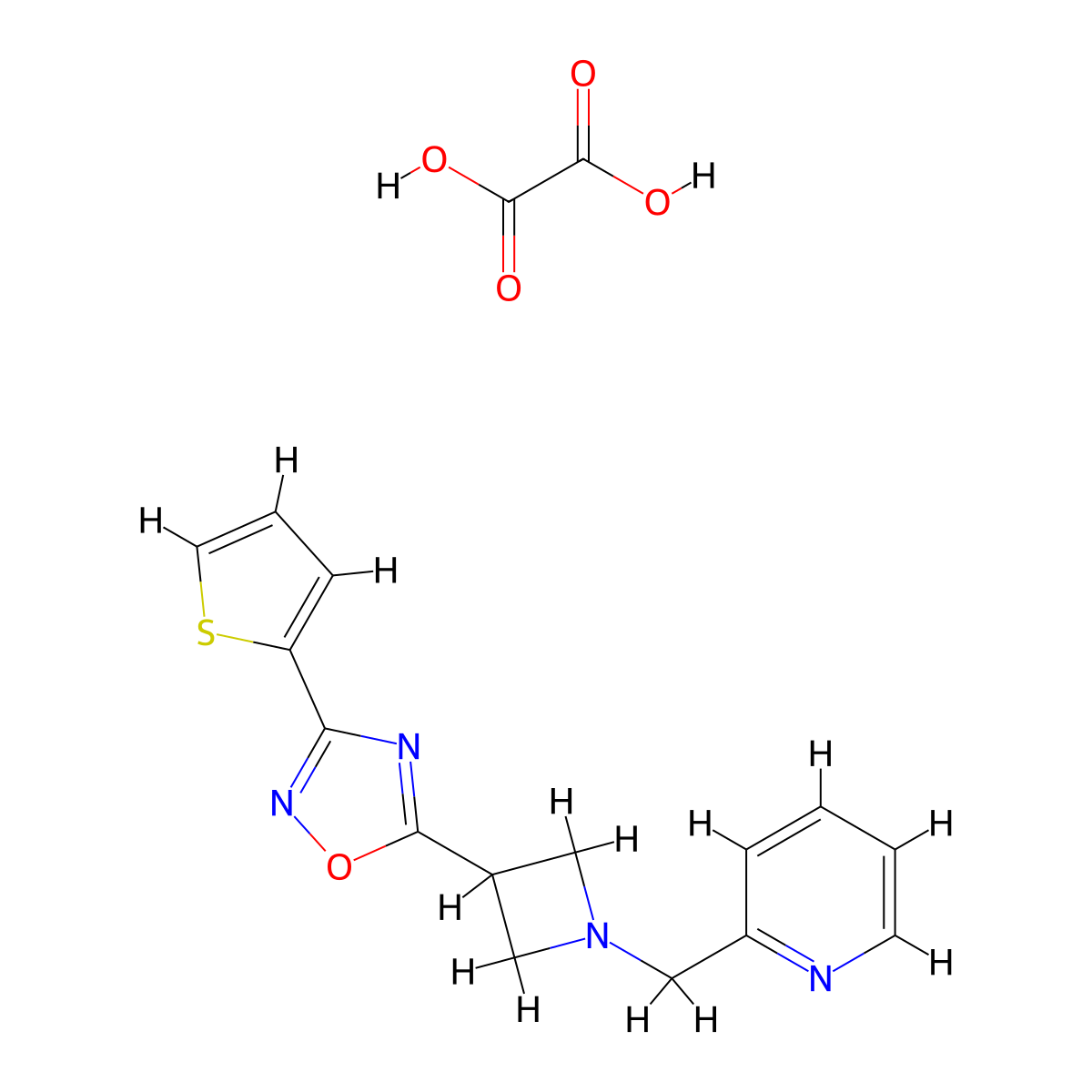 5-(1-(Pyridin-2-ylmethyl)azetidin-3-yl)-3-(thiophen-2-yl)-1,2,4-oxadiazole oxalate molecular structure, CAS 1351657-89-0