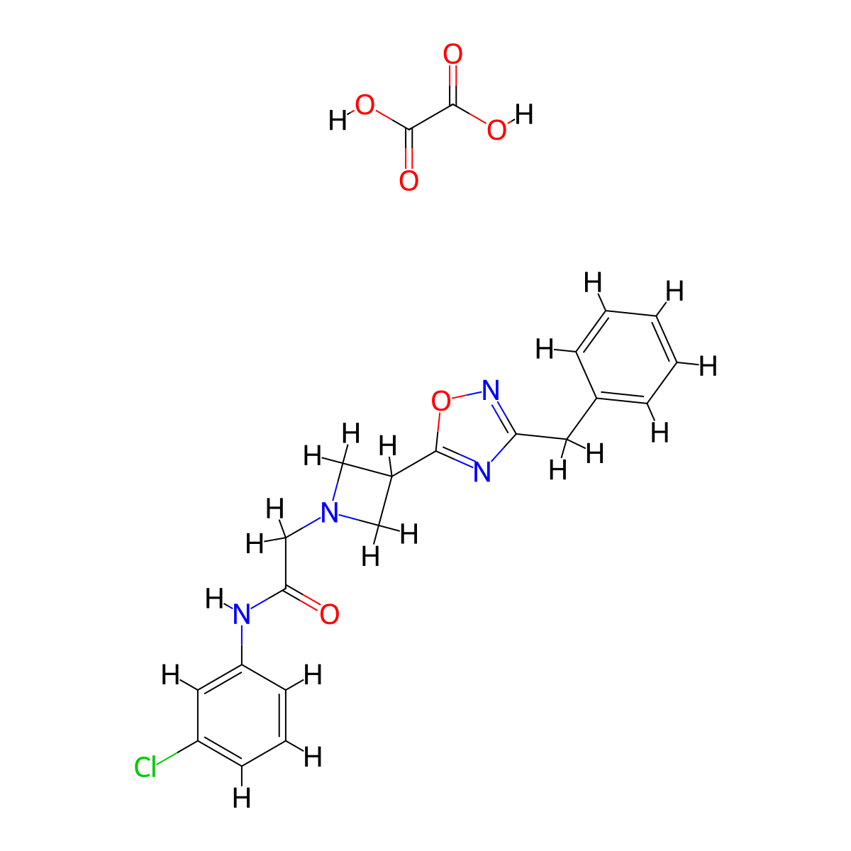 2-(3-(3-benzyl-1,2,4-oxadiazol-5-yl)azetidin-1-yl)-N-(3-chlorophenyl)acetamide oxalate molecular structure, CAS 1351657-92-5