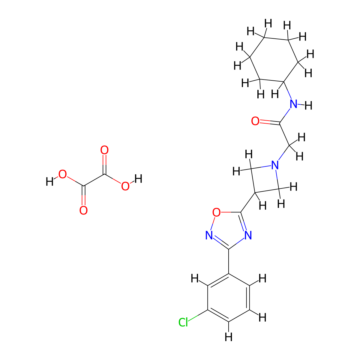 2-(3-(3-(3-chlorophenyl)-1,2,4-oxadiazol-5-yl)azetidin-1-yl)-N-cyclohexylacetamide oxalate molecular structure, CAS 1351657-95-8