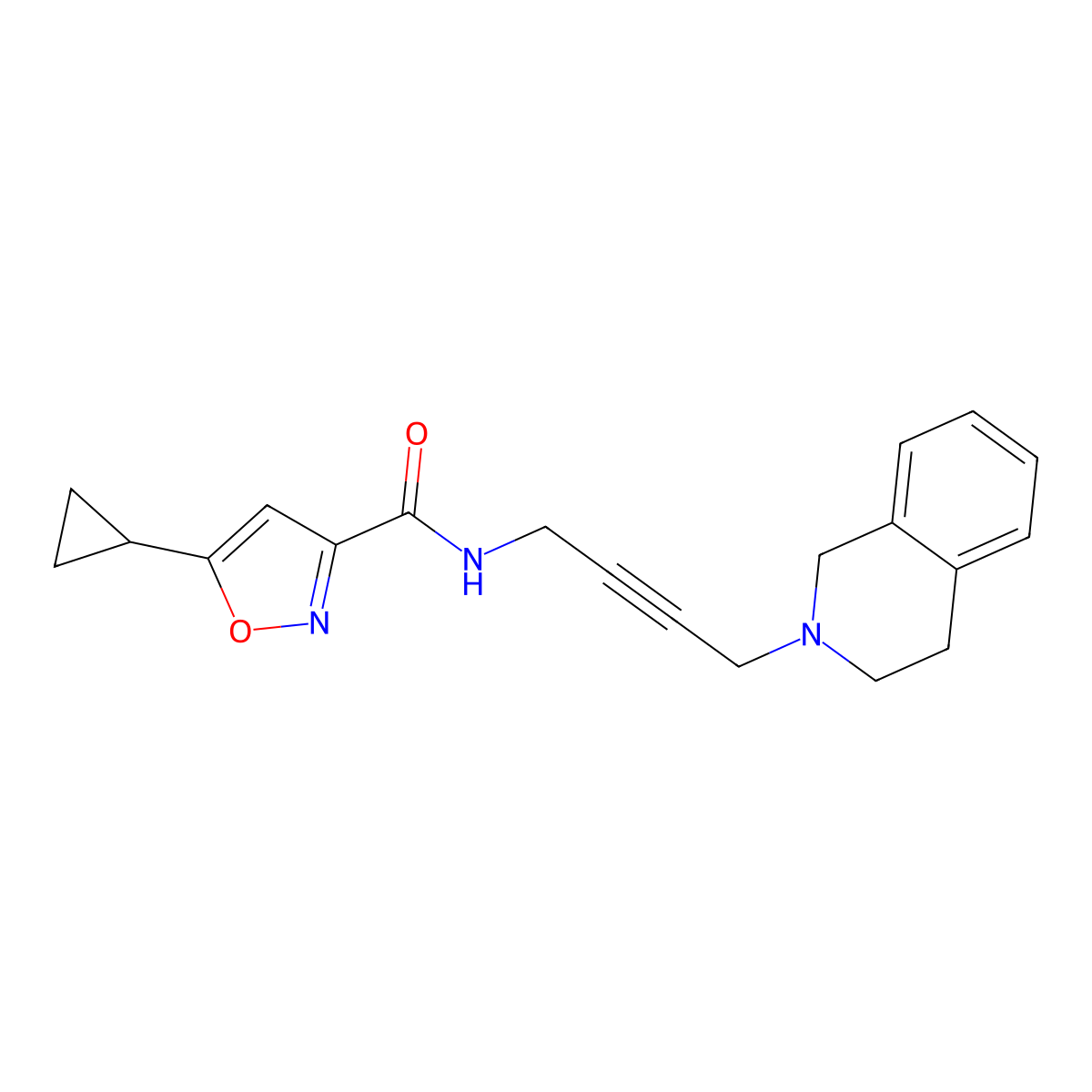 5-cyclopropyl-N-(4-(3,4-dihydroisoquinolin-2(1H)-yl)but-2-yn-1-yl)isoxazole-3-carboxamide molecular structure, CAS 1351657-97-0