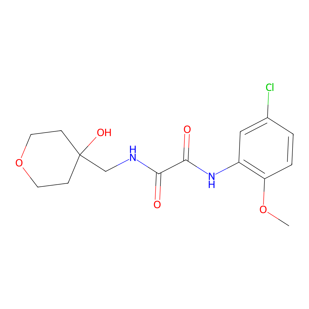 N1-(5-chloro-2-methoxyphenyl)-N2-((4-hydroxytetrahydro-2H-pyran-4-yl)methyl)oxalamide molecular structure, CAS 1351658-00-8