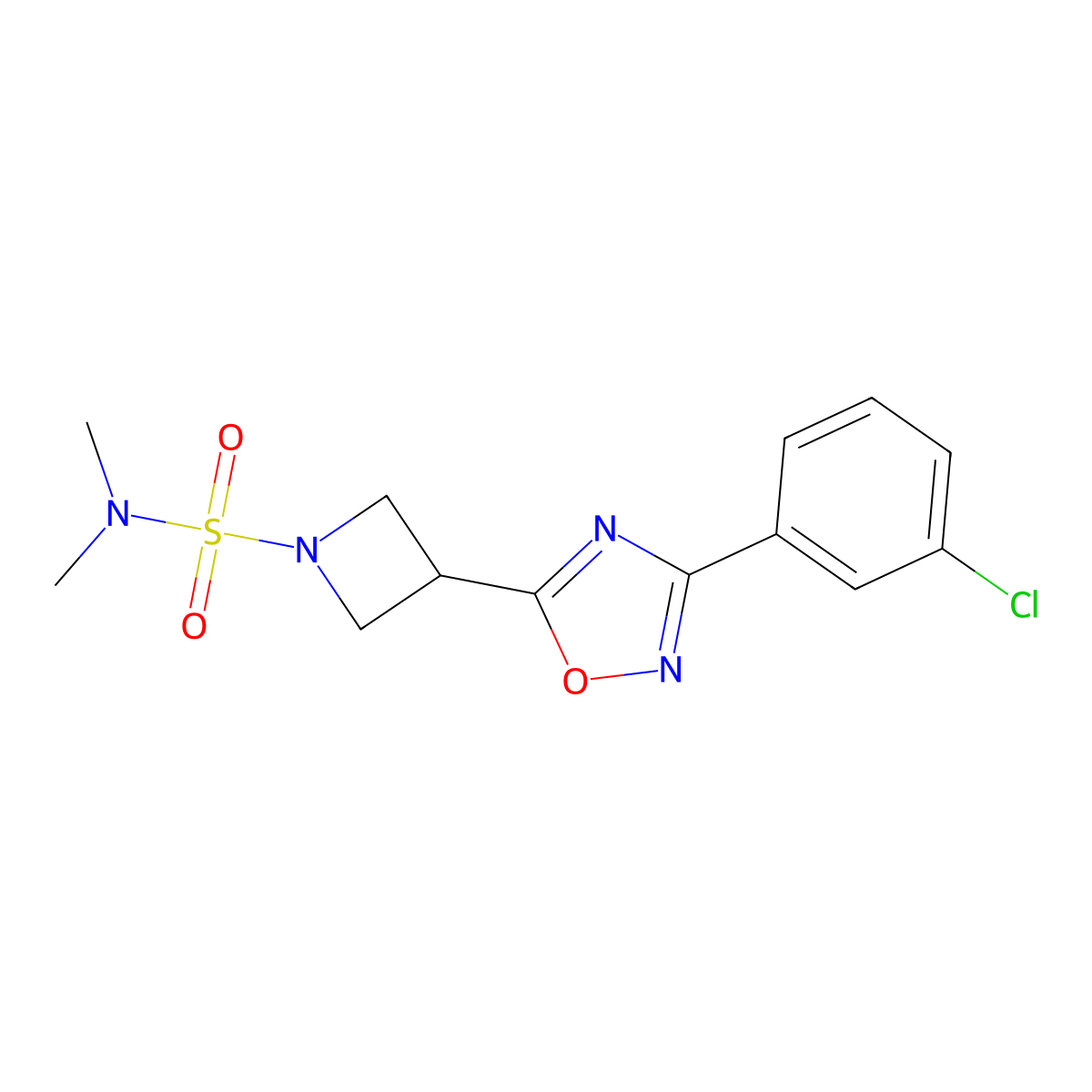 3-[3-(3-chlorophenyl)-1,2,4-oxadiazol-5-yl]-N,N-dimethylazetidine-1-sulfonamide molecular structure, CAS 1351658-01-9