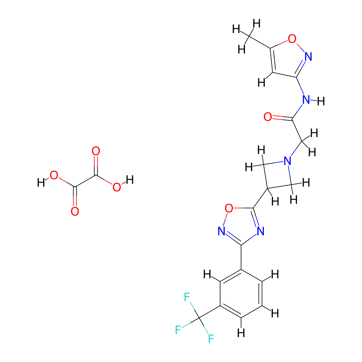 N-(5-methylisoxazol-3-yl)-2-(3-(3-(3-(trifluoromethyl)phenyl)-1,2,4-oxadiazol-5-yl)azetidin-1-yl)acetamide oxalate molecular structure, CAS 1351658-06-4