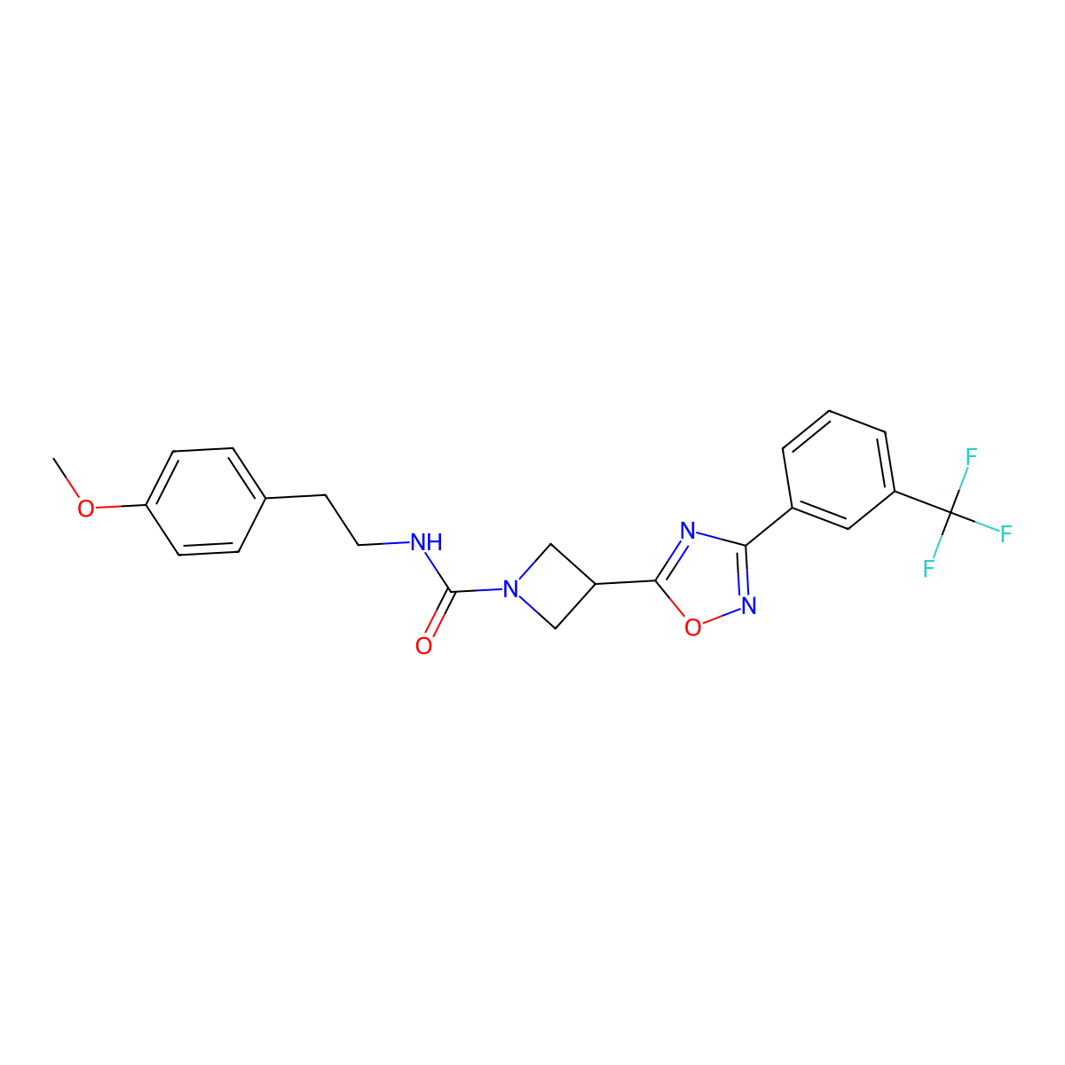 N-(4-methoxyphenethyl)-3-(3-(3-(trifluoromethyl)phenyl)-1,2,4-oxadiazol-5-yl)azetidine-1-carboxamide molecular structure, CAS 1351658-08-6