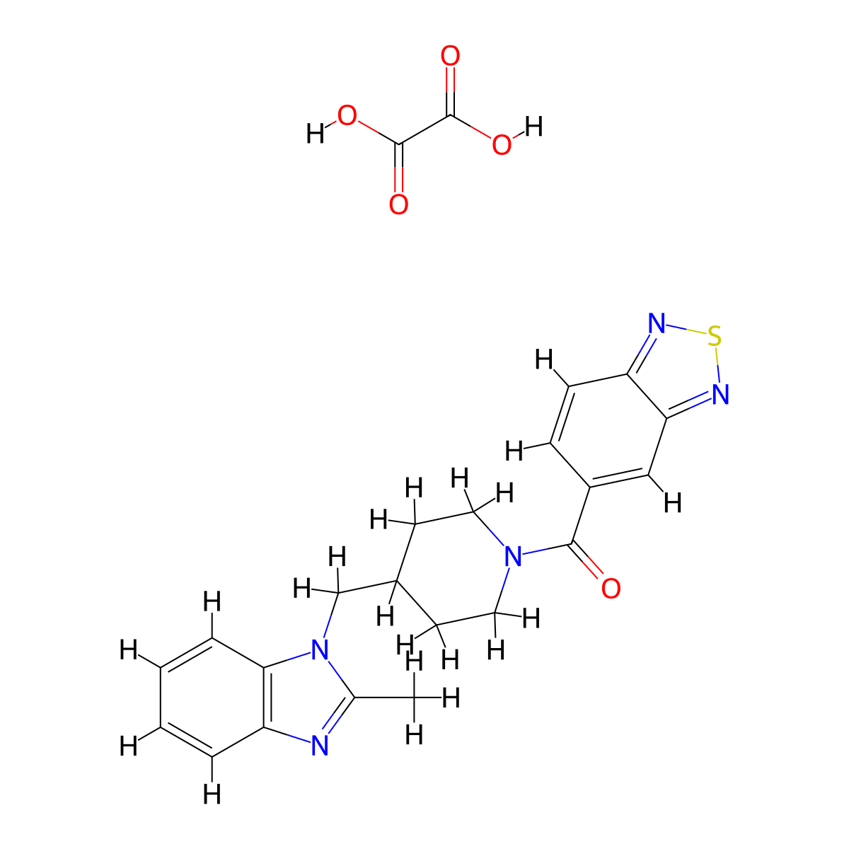 benzo[c][1,2,5]thiadiazol-5-yl(4-((2-methyl-1H-benzo[d]imidazol-1-yl)methyl)piperidin-1-yl)methanone oxalate molecular structure, CAS 1351658-09-7
