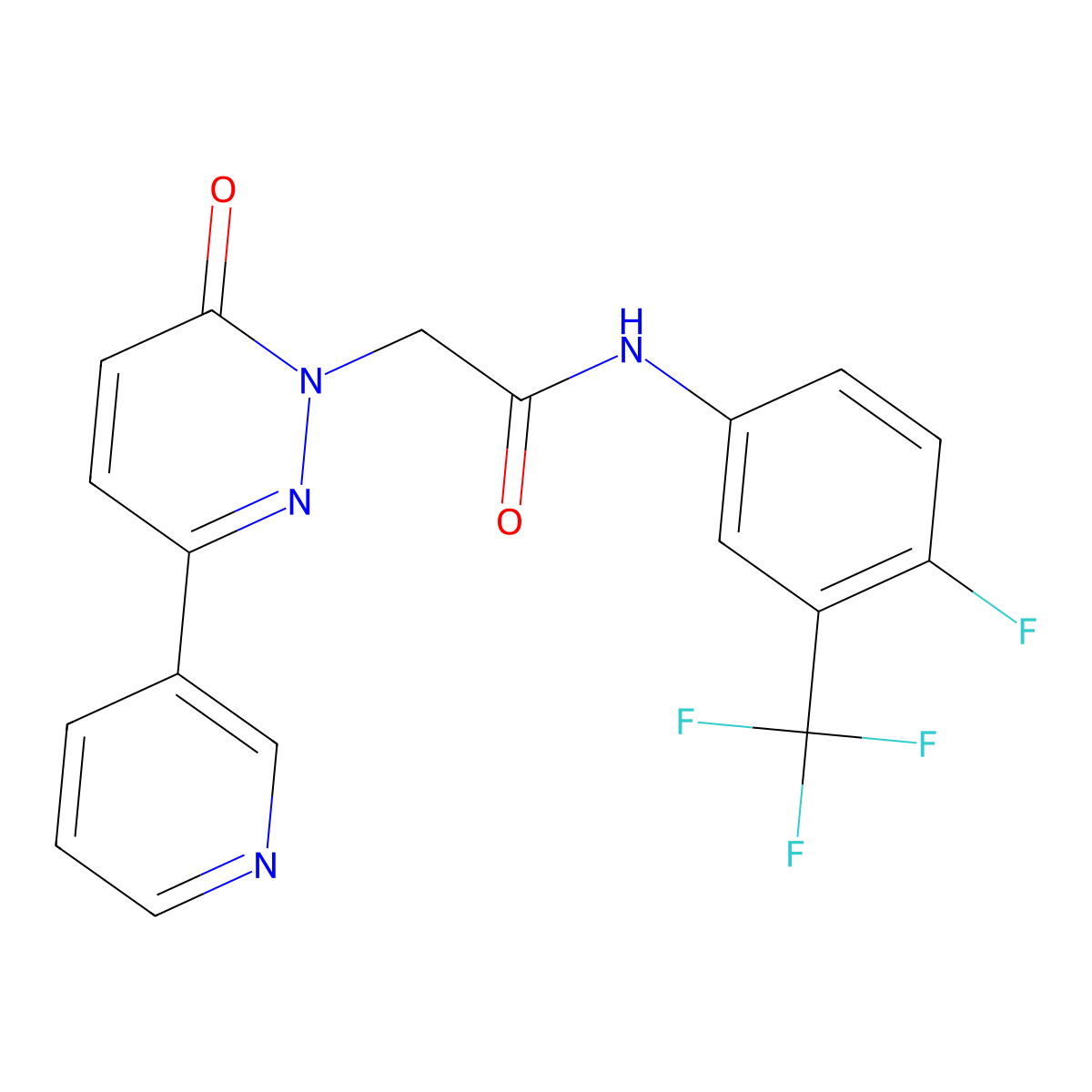 N-(4-fluoro-3-(trifluoromethyl)phenyl)-2-(6-oxo-3-(pyridin-3-yl)pyridazin-1(6H)-yl)acetamide molecular structure, CAS 1351658-17-7