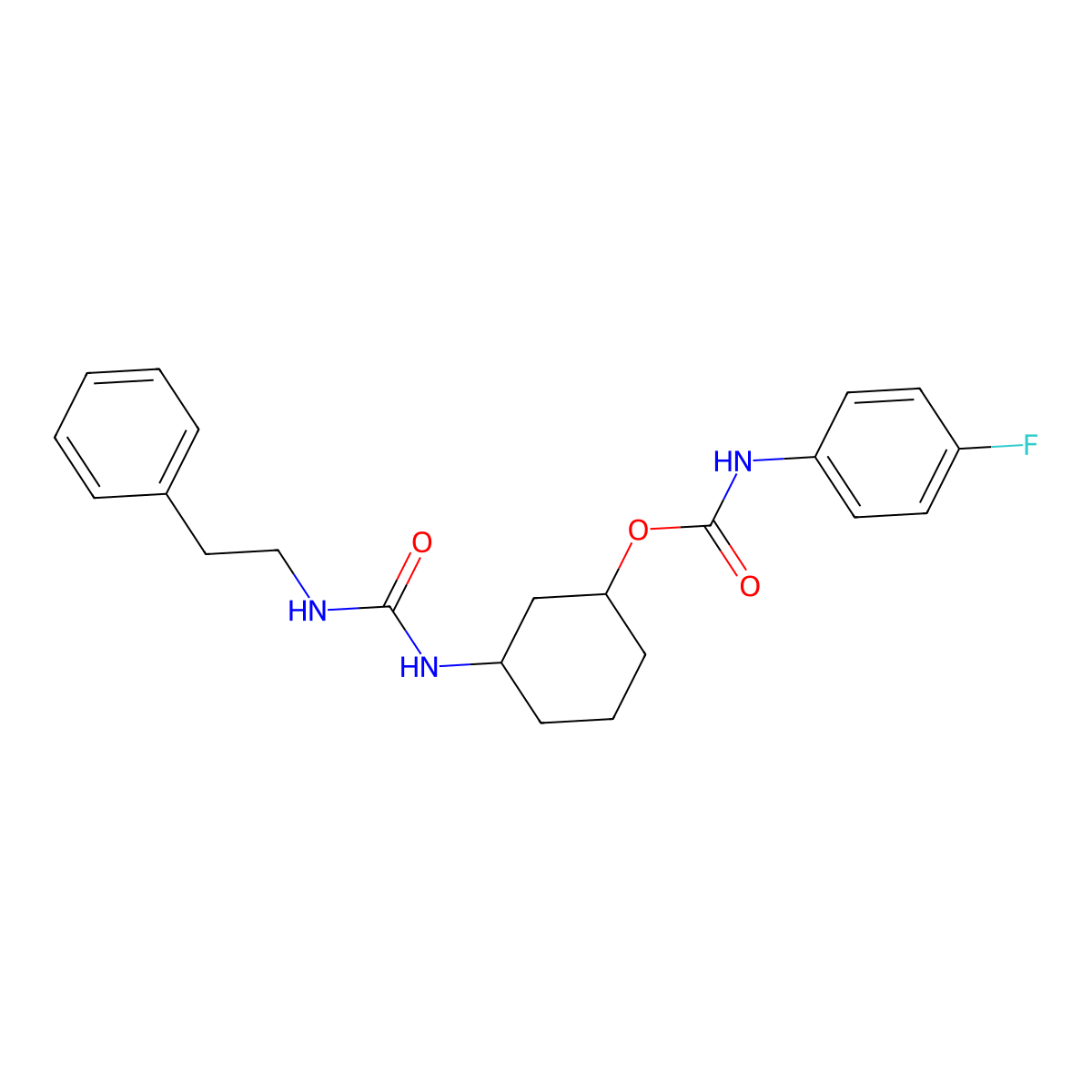 3-(3-Phenethylureido)cyclohexyl (4-fluorophenyl)carbamate molecular structure, CAS 1351658-19-9