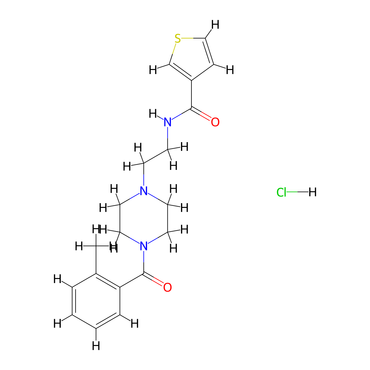 N-(2-(4-(2-methylbenzoyl)piperazin-1-yl)ethyl)thiophene-3-carboxamide hydrochloride molecular structure, CAS 1351658-25-7