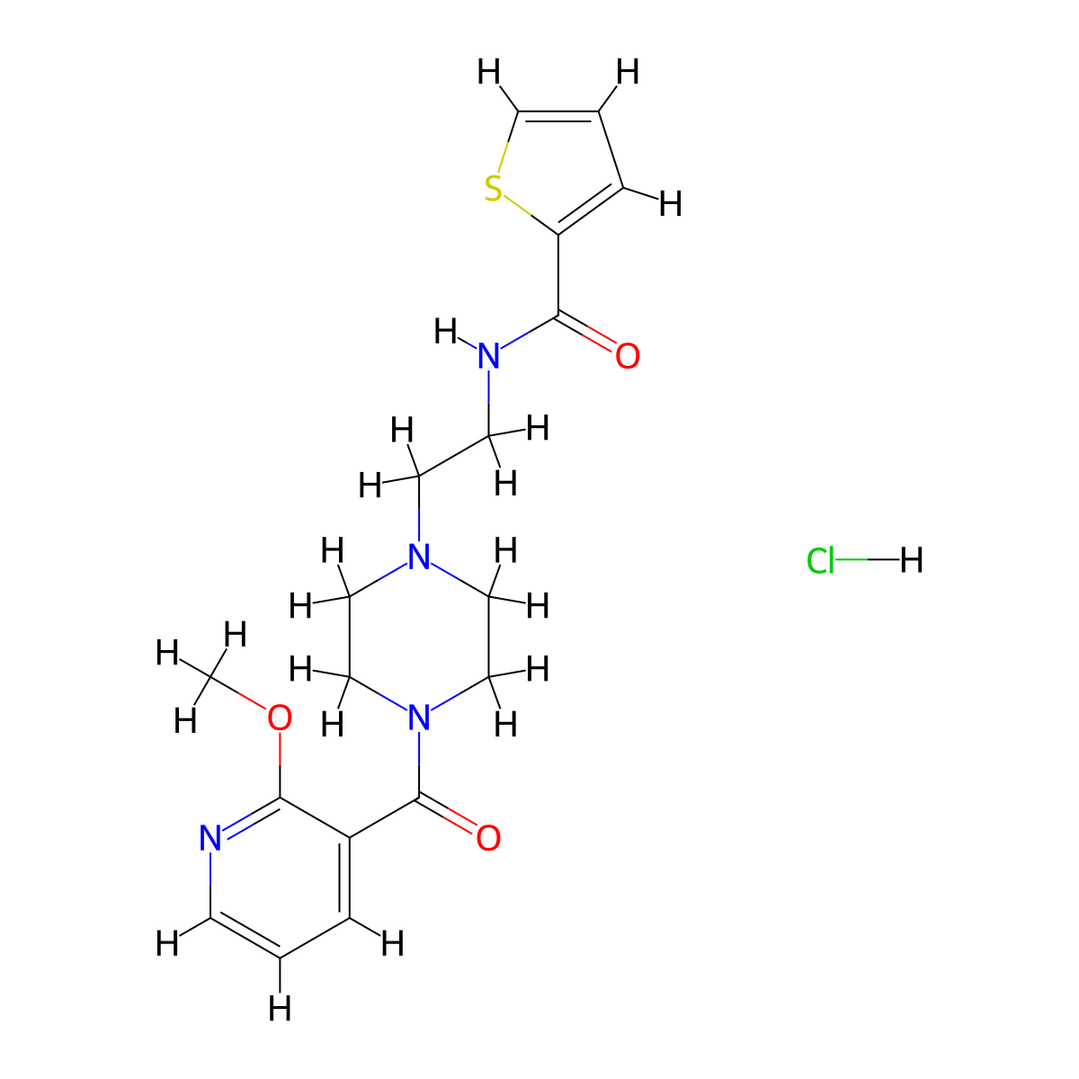 N-(2-(4-(2-methoxynicotinoyl)piperazin-1-yl)ethyl)thiophene-2-carboxamide hydrochloride molecular structure, CAS 1351658-26-8