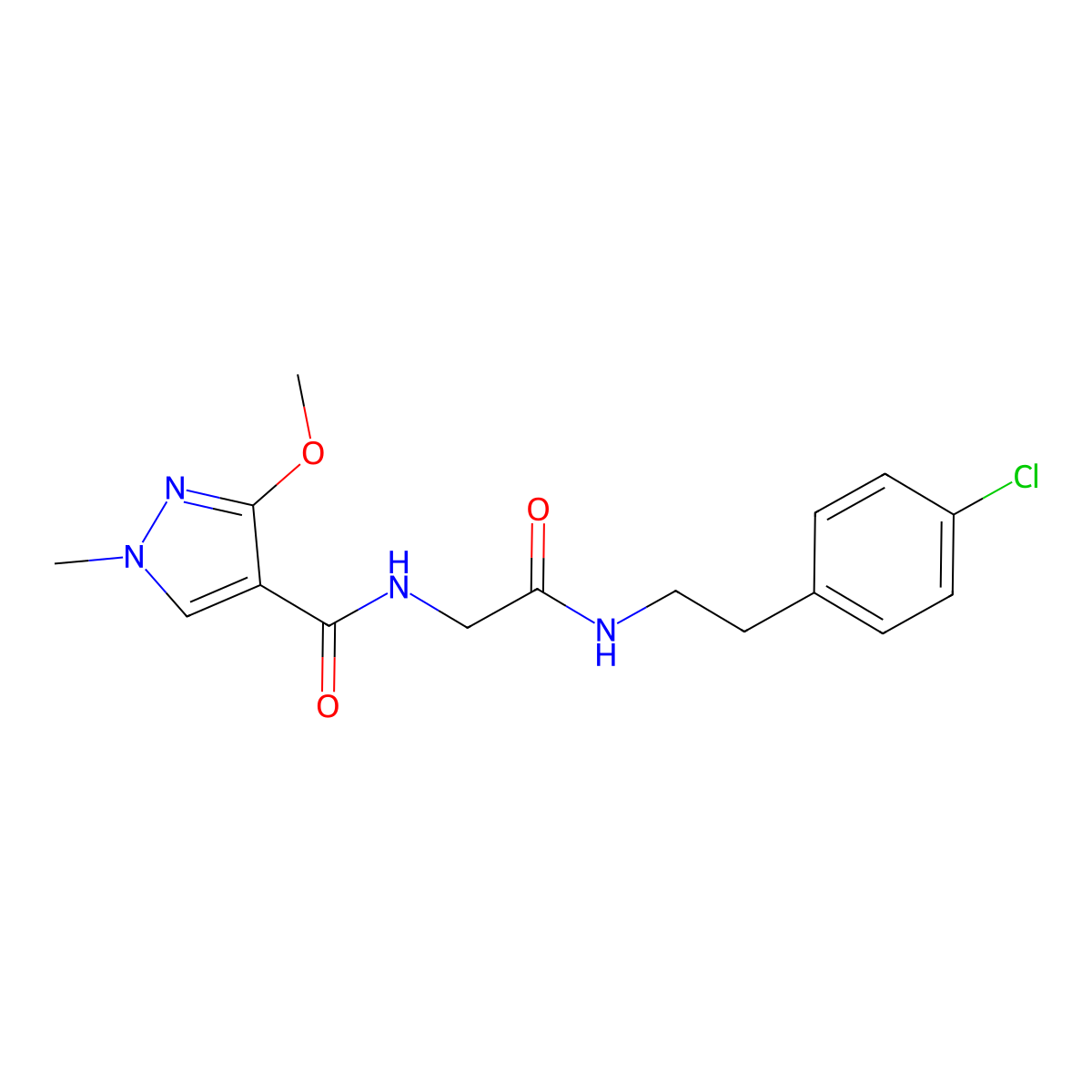 N-(2-((4-chlorophenethyl)amino)-2-oxoethyl)-3-methoxy-1-methyl-1H-pyrazole-4-carboxamide molecular structure, CAS 1351658-31-5