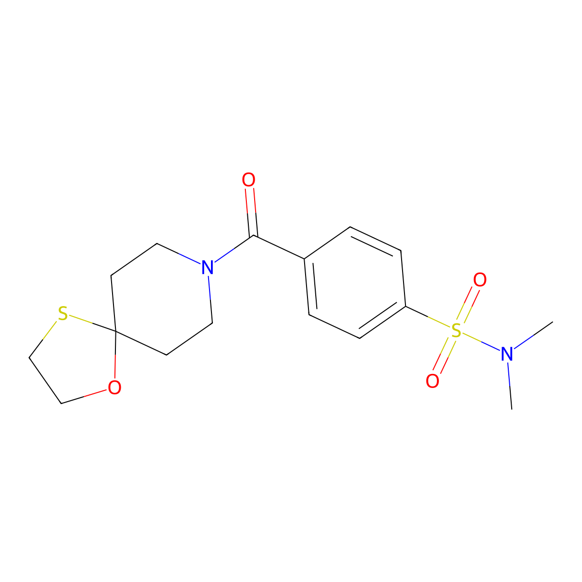 N,N-dimethyl-4-(1-oxa-4-thia-8-azaspiro[4.5]decane-8-carbonyl)benzenesulfonamide molecular structure, CAS 1351658-32-6