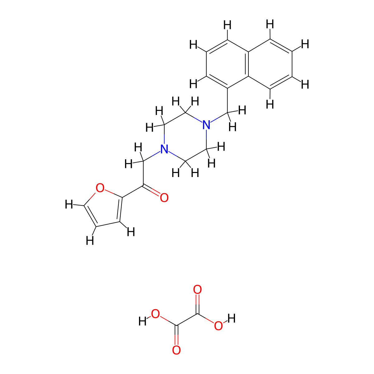 1-(Furan-2-yl)-2-(4-(naphthalen-1-ylmethyl)piperazin-1-yl)ethanone oxalate molecular structure, CAS 1351658-35-9