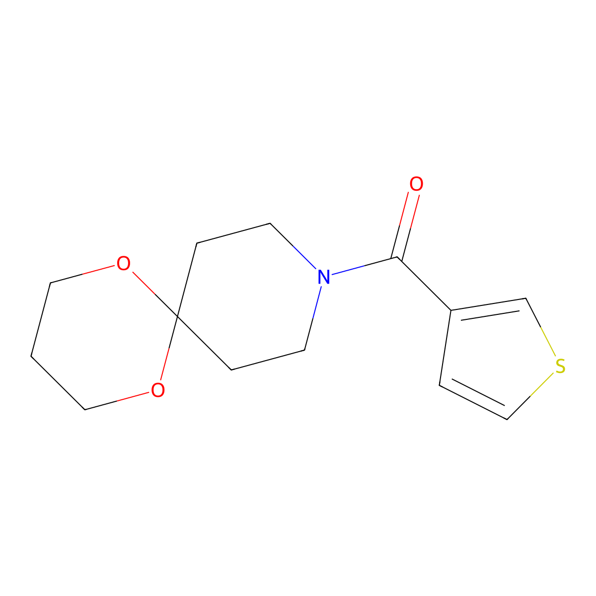 1,5-Dioxa-9-azaspiro[5.5]undecan-9-yl(thiophen-3-yl)methanone molecular structure, CAS 1351658-37-1