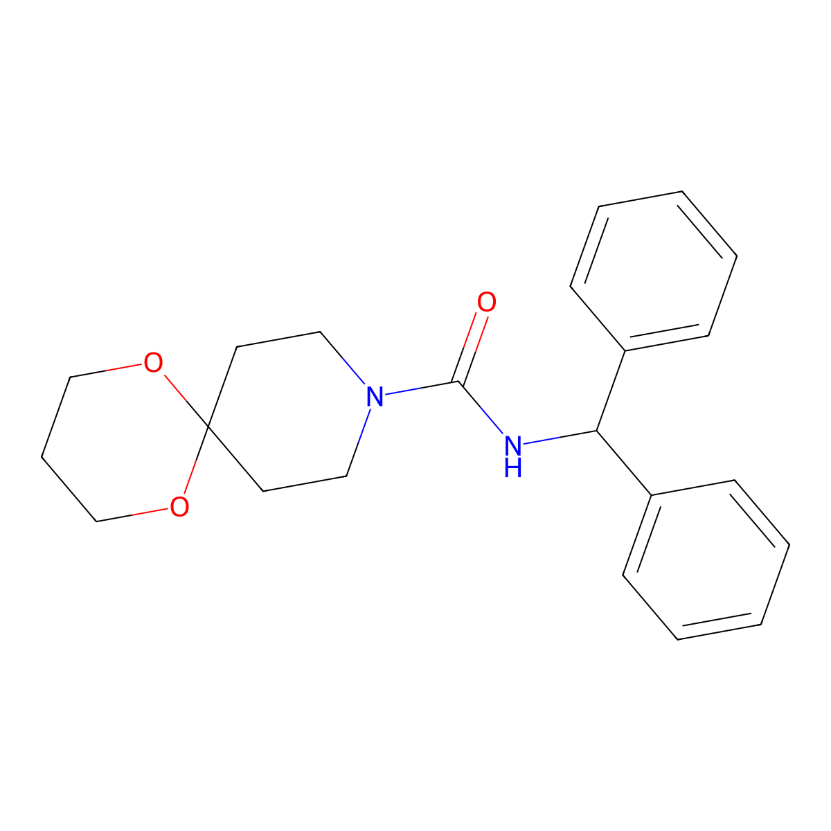 N-benzhydryl-1,5-dioxa-9-azaspiro[5.5]undecane-9-carboxamide molecular structure, CAS 1351658-39-3