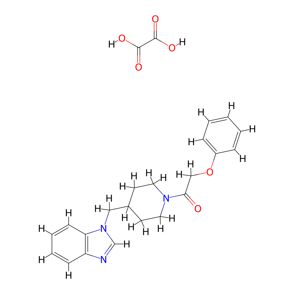 1-(4-((1H-benzo[d]imidazol-1-yl)methyl)piperidin-1-yl)-2-phenoxyethanone oxalate molecular structure, CAS 1351658-41-7