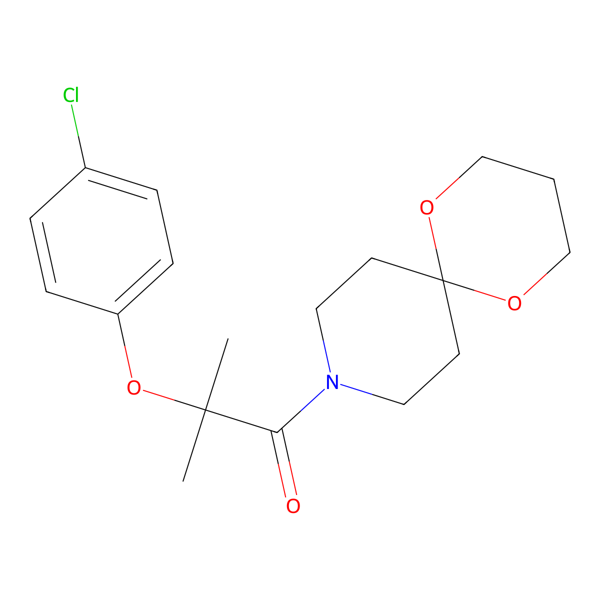 2-(4-Chlorophenoxy)-2-methyl-1-(1,5-dioxa-9-azaspiro[5.5]undecan-9-yl)propan-1-one molecular structure, CAS 1351658-51-9