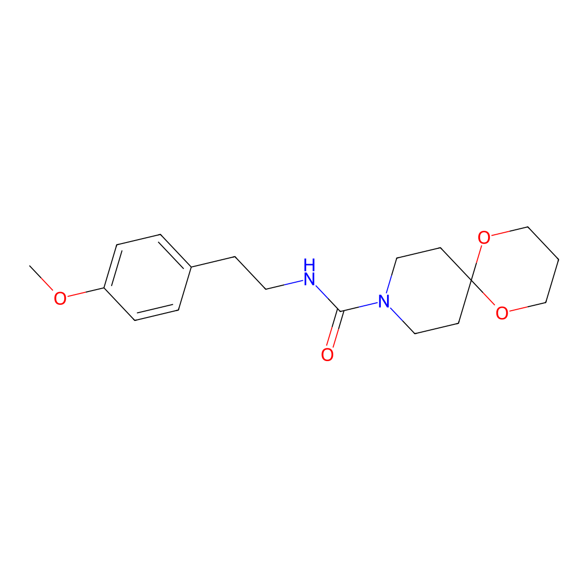 N-(4-methoxyphenethyl)-1,5-dioxa-9-azaspiro[5.5]undecane-9-carboxamide molecular structure, CAS 1351658-55-3