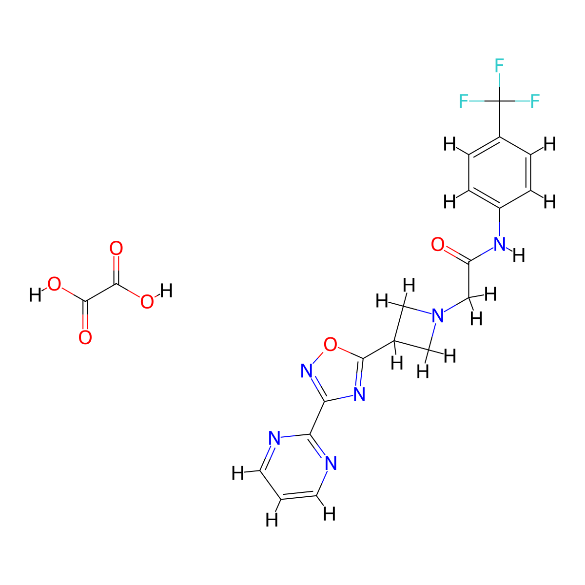 2-(3-(3-(pyrimidin-2-yl)-1,2,4-oxadiazol-5-yl)azetidin-1-yl)-N-(4-(trifluoromethyl)phenyl)acetamide oxalate molecular structure, CAS 1351658-59-7