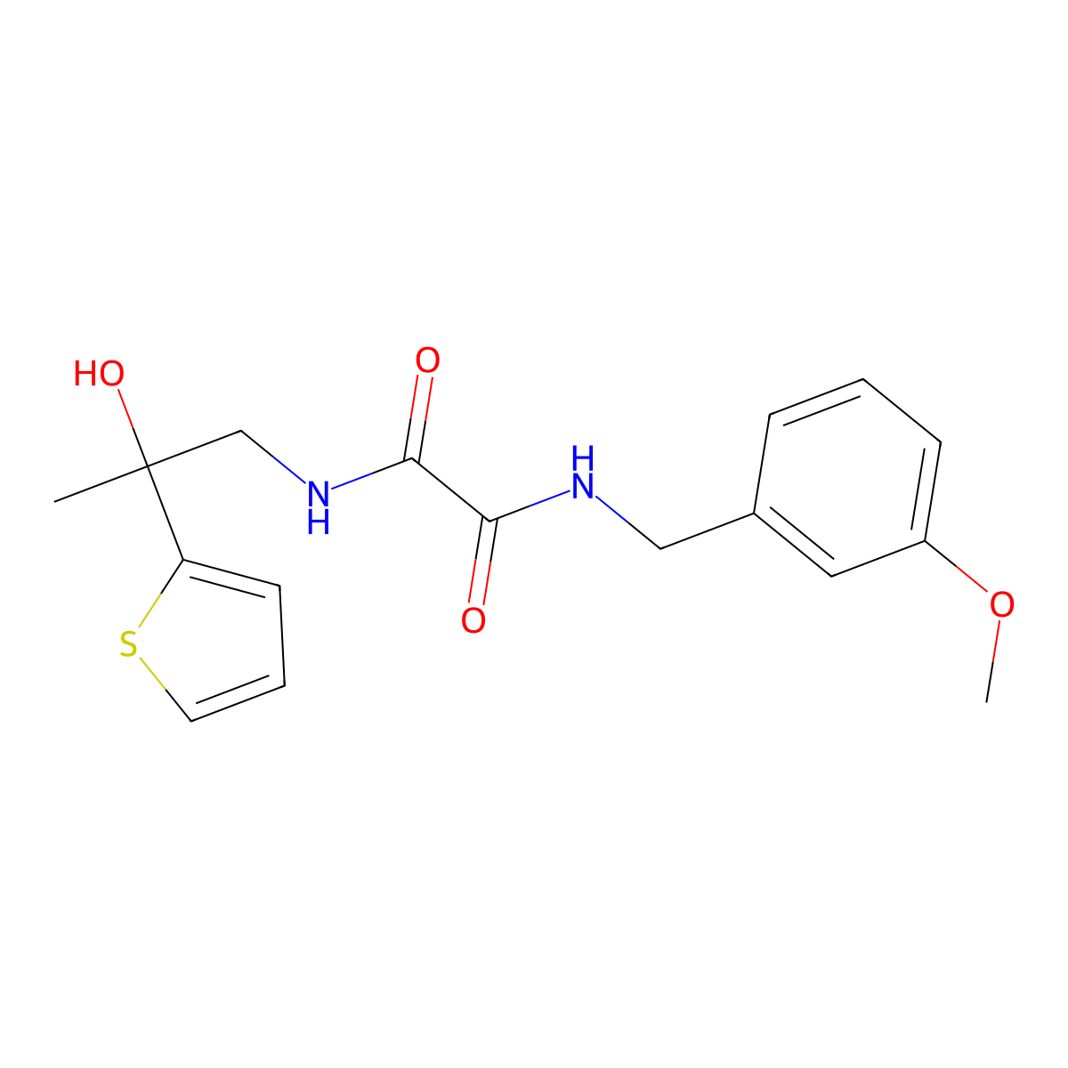 N1-(2-hydroxy-2-(thiophen-2-yl)propyl)-N2-(3-methoxybenzyl)oxalamide molecular structure, CAS 1351658-79-1