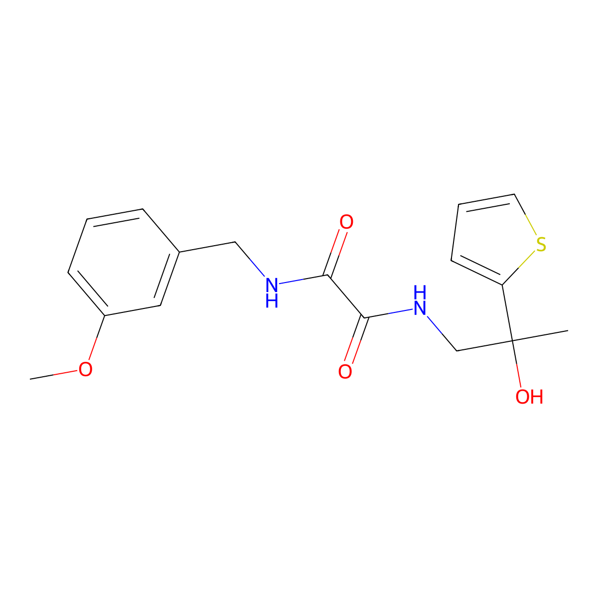 N1-(2-hydroxy-2-(thiophen-2-yl)propyl)-N2-(3-methoxybenzyl)oxalamide molecular structure, CAS 1351658-79-1