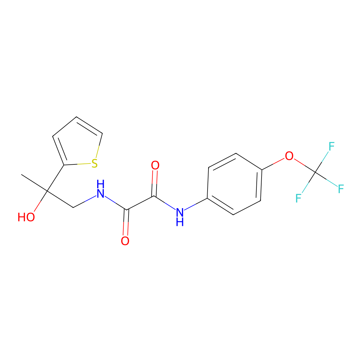N1-(2-hydroxy-2-(thiophen-2-yl)propyl)-N2-(4-(trifluoromethoxy)phenyl)oxalamide molecular structure, CAS 1351658-82-6