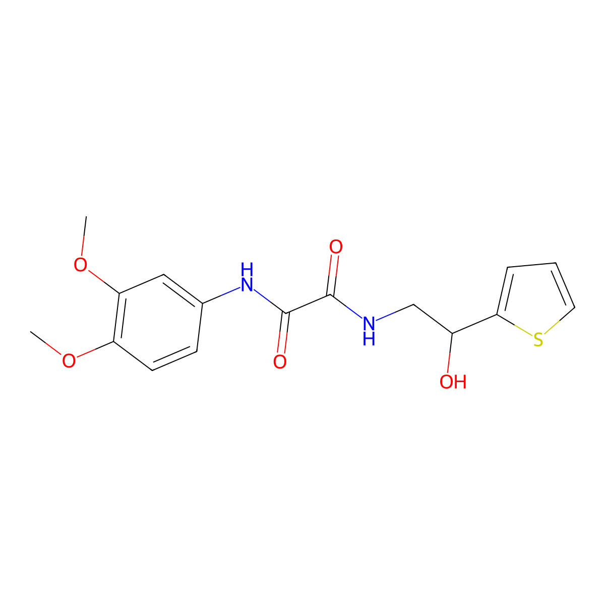 N1-(3,4-dimethoxyphenyl)-N2-(2-hydroxy-2-(thiophen-2-yl)ethyl)oxalamide molecular structure, CAS 1351658-84-8