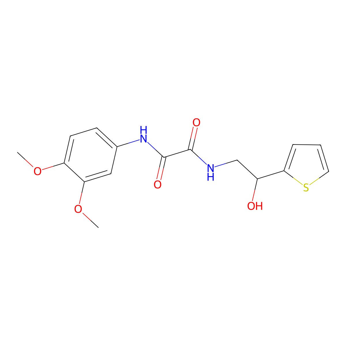 N1-(3,4-dimethoxyphenyl)-N2-(2-hydroxy-2-(thiophen-2-yl)ethyl)oxalamide molecular structure, CAS 1351658-84-8