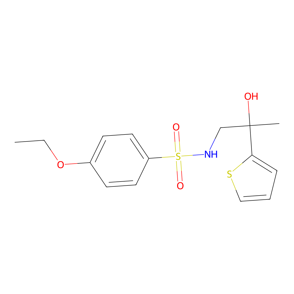 4-ethoxy-N-(2-hydroxy-2-(thiophen-2-yl)propyl)benzenesulfonamide molecular structure, CAS 1351658-85-9