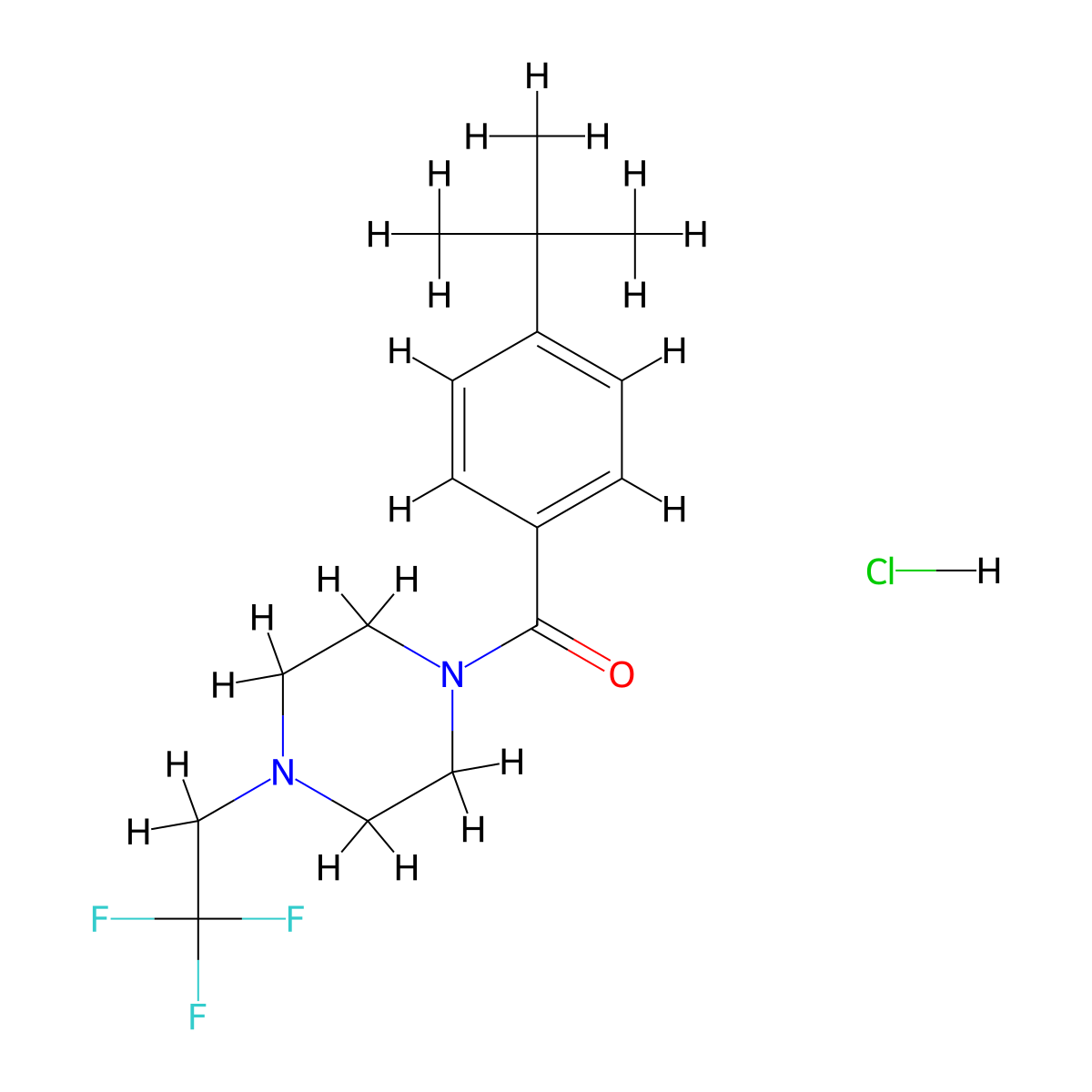 (4-(Tert-butyl)phenyl)(4-(2,2,2-trifluoroethyl)piperazin-1-yl)methanone hydrochloride molecular structure, CAS 1351658-88-2