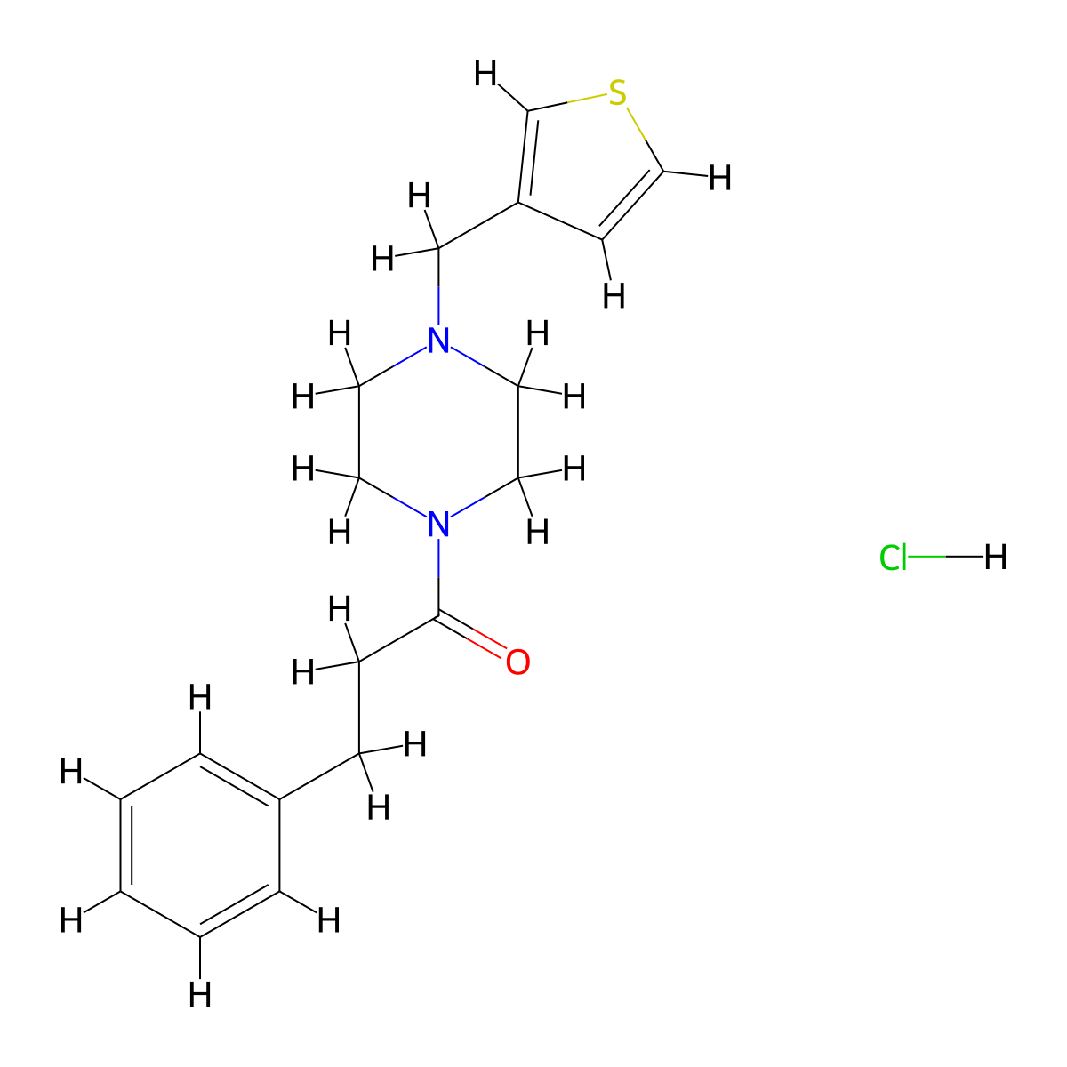 3-Phenyl-1-(4-(thiophen-3-ylmethyl)piperazin-1-yl)propan-1-one hydrochloride molecular structure, CAS 1351658-95-1