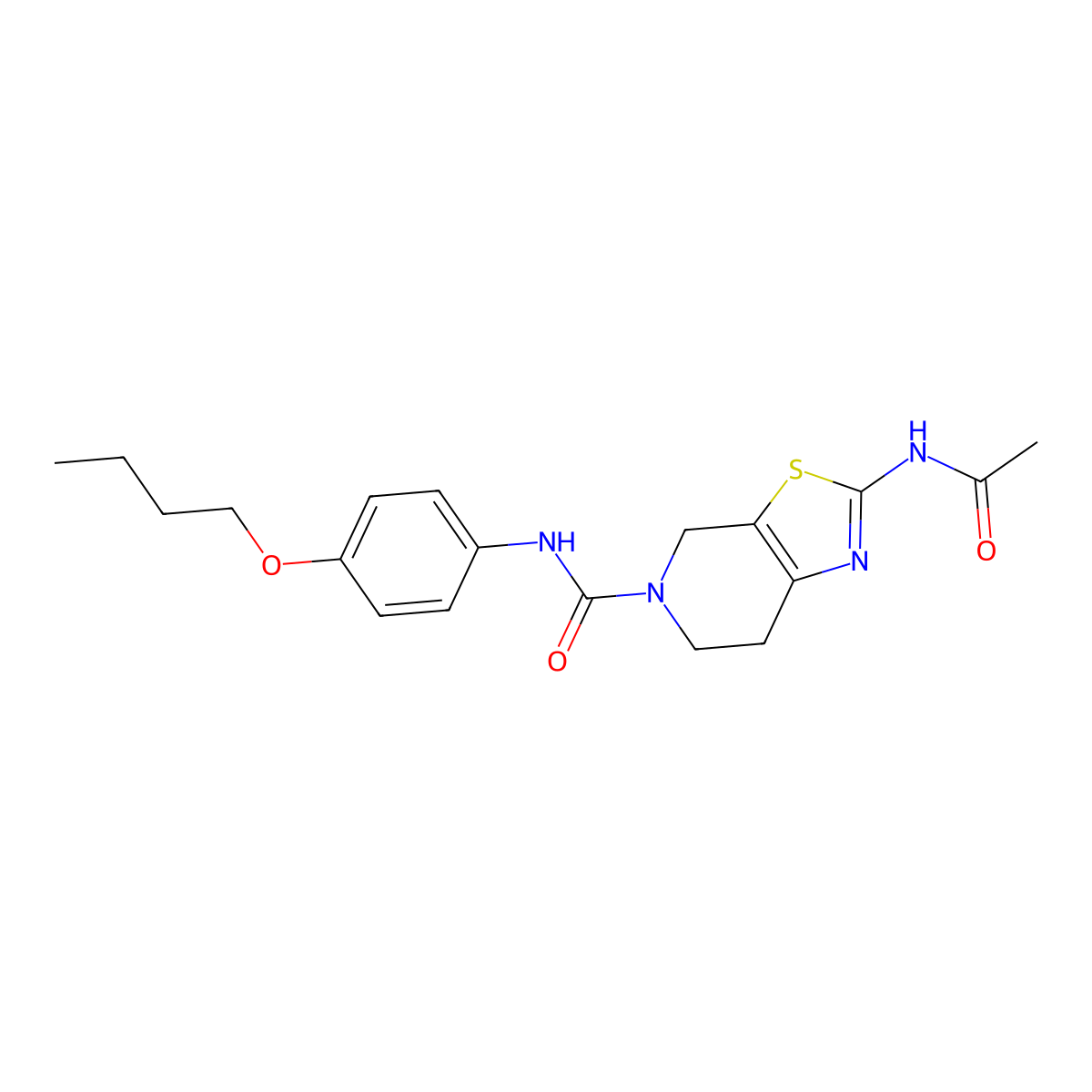 2-acetamido-N-(4-butoxyphenyl)-6,7-dihydrothiazolo[5,4-c]pyridine-5(4H)-carboxamide molecular structure, CAS 1351658-96-2