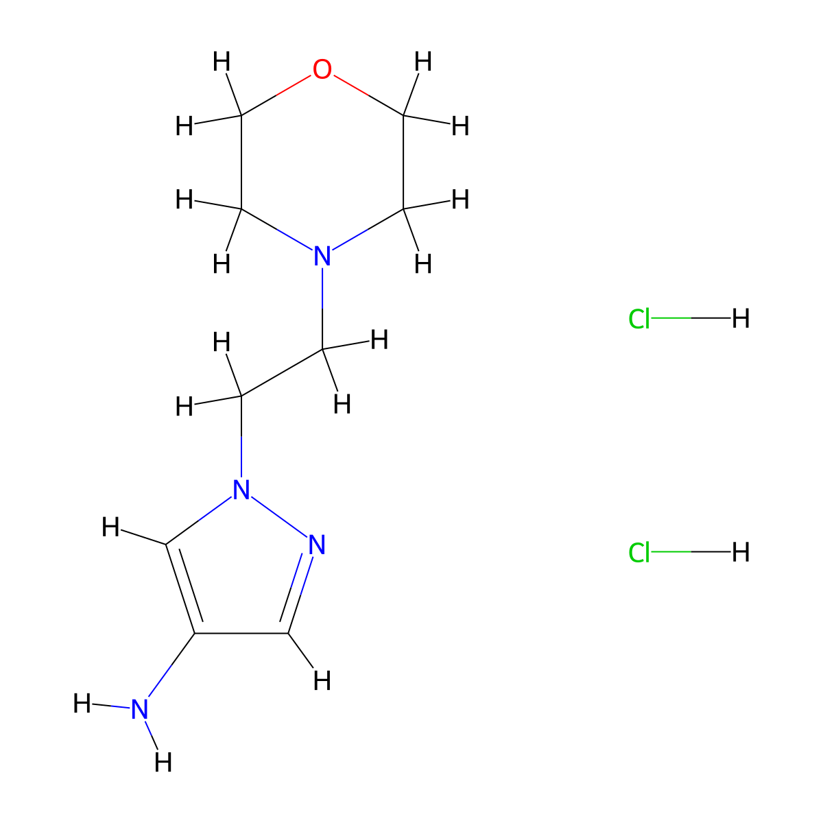 1-(2-morpholin-4-ylethyl)-1H-pyrazol-4-amine dihydrochloride molecular structure, CAS 1351658-98-4
