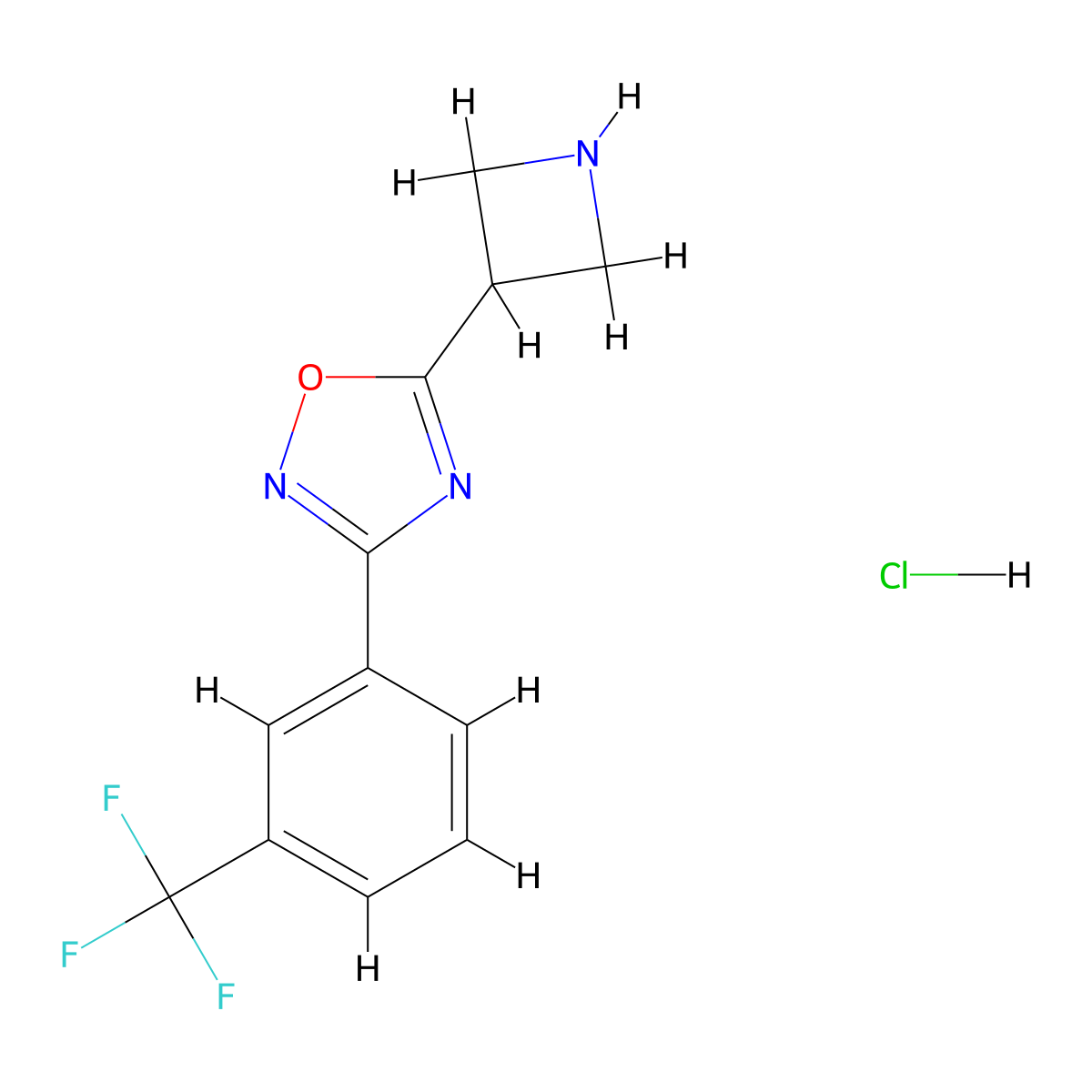 5-Azetidin-3-yl-3-[3-(trifluoromethyl)phenyl]-1,2,4-oxadiazole hydrochloride molecular structure, CAS 1351659-00-1