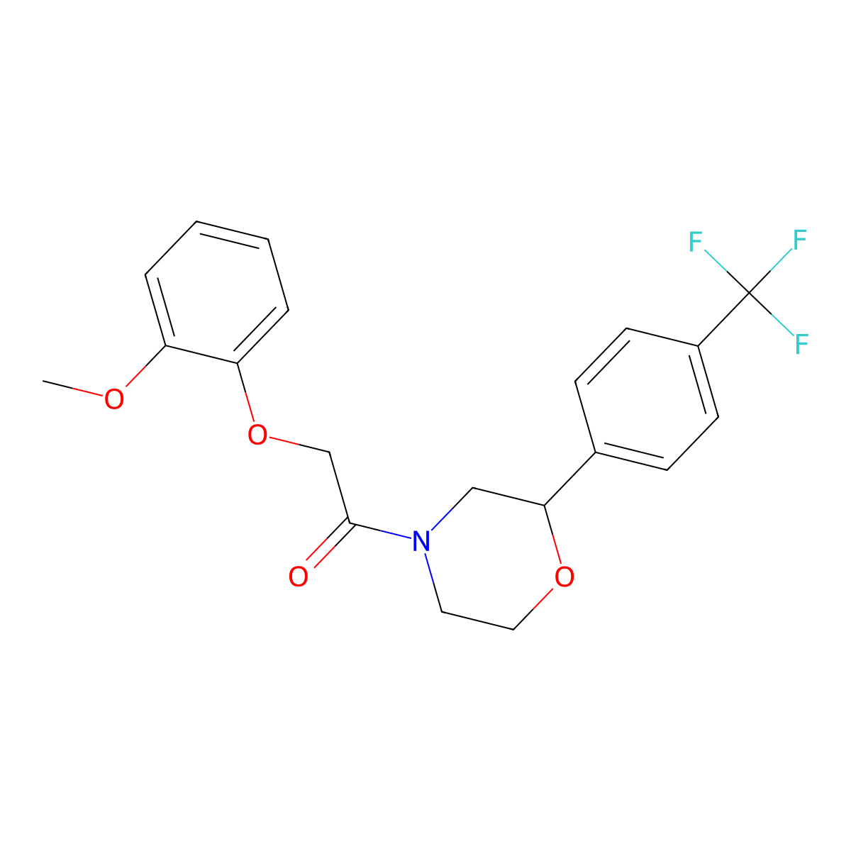 2-(2-Methoxyphenoxy)-1-(2-(4-(trifluoromethyl)phenyl)morpholino)ethanone molecular structure, CAS 1351659-04-5