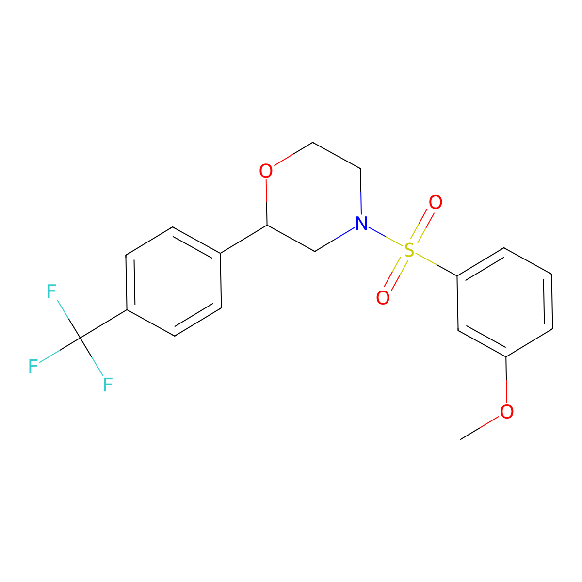4-((3-Methoxyphenyl)sulfonyl)-2-(4-(trifluoromethyl)phenyl)morpholine molecular structure, CAS 1351659-09-0