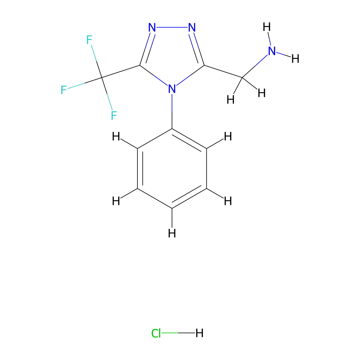 {[4-phenyl-5-(trifluoromethyl)-4H-1,2,4-triazol-3-yl]methyl}amine hydrochloride molecular structure, CAS 1351659-12-5