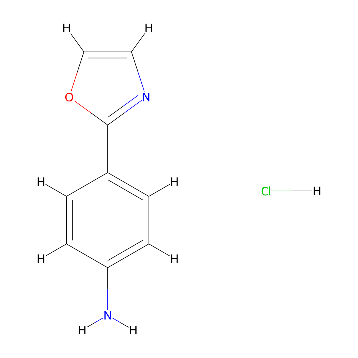 2-(4-Aminophenyl)oxazole, hcl molecular structure, CAS 1351659-13-6