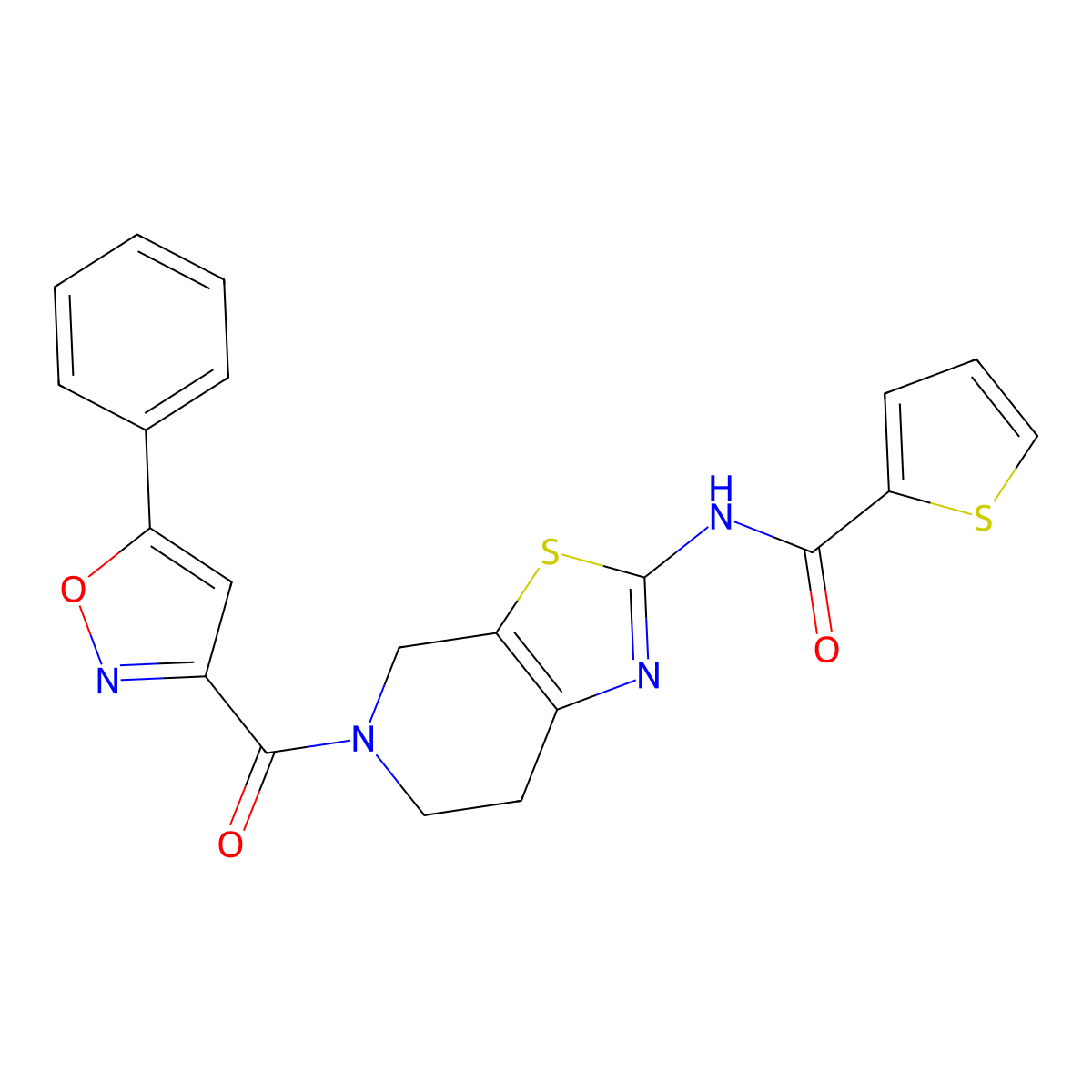 N-(5-(5-phenylisoxazole-3-carbonyl)-4,5,6,7-tetrahydrothiazolo[5,4-c]pyridin-2-yl)thiophene-2-carboxamide molecular structure, CAS 1351659-16-9
