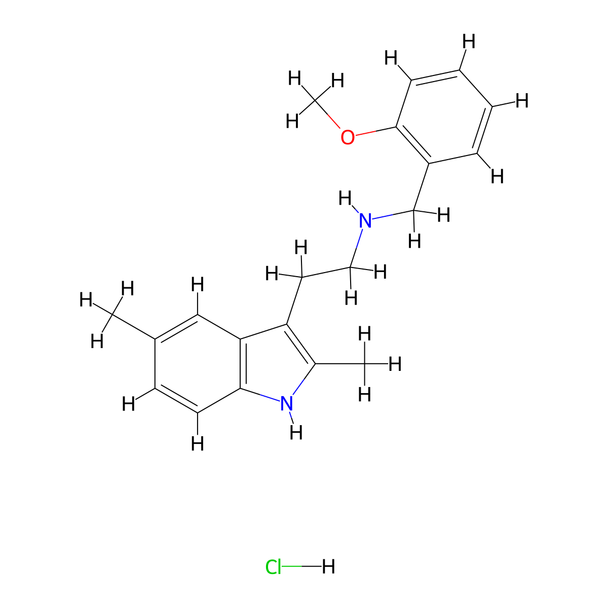 2-(2,5-dimethyl-1H-indol-3-yl)-N-(2-methoxybenzyl)ethanamine hydrochloride molecular structure, CAS 1351659-22-7
