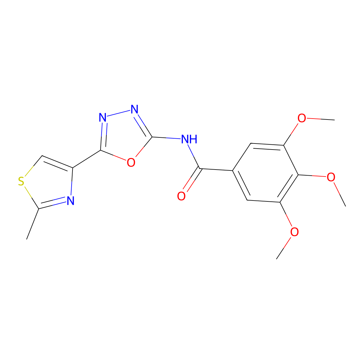 3,4,5-trimethoxy-N-(5-(2-methylthiazol-4-yl)-1,3,4-oxadiazol-2-yl)benzamide molecular structure, CAS 1351659-23-8