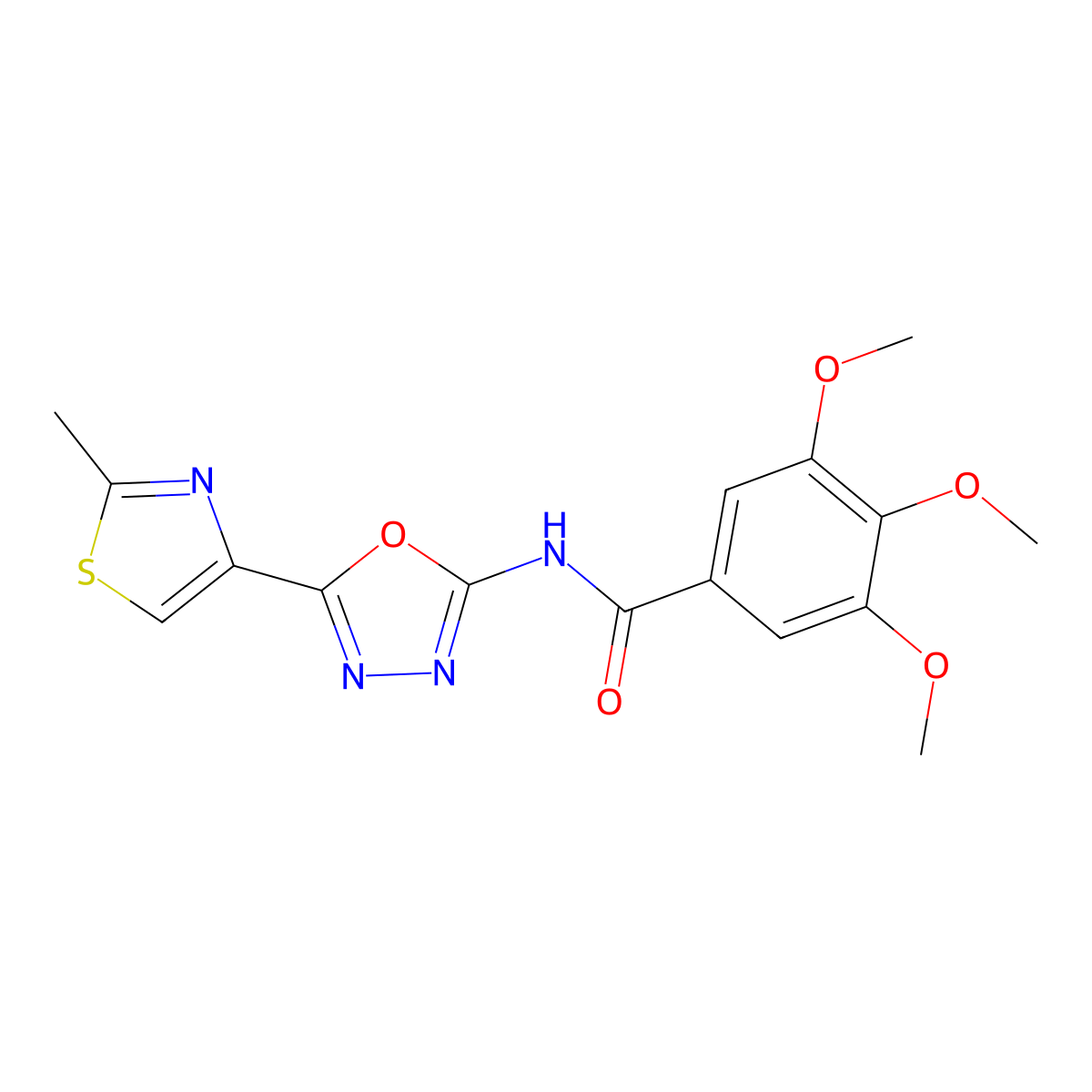 3,4,5-trimethoxy-N-(5-(2-methylthiazol-4-yl)-1,3,4-oxadiazol-2-yl)benzamide molecular structure, CAS 1351659-23-8